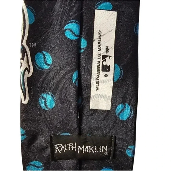 Vintage 1994 Ralph Marlin MLB Florida Marlins Men's Neck Tie Made in USA - Picture 5 of 7